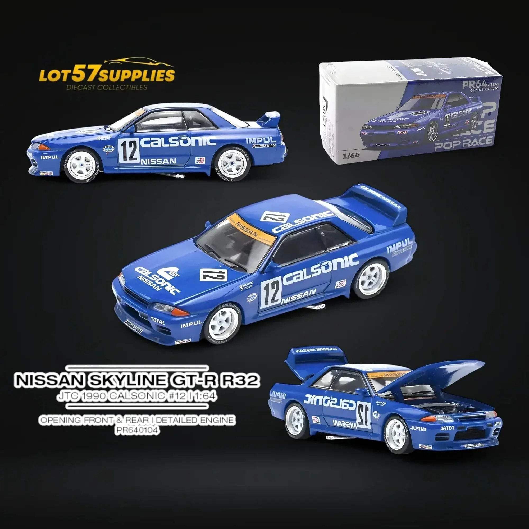 Nissan Skyline GTR R32 Diecast Model 64 Scale Openable Hood