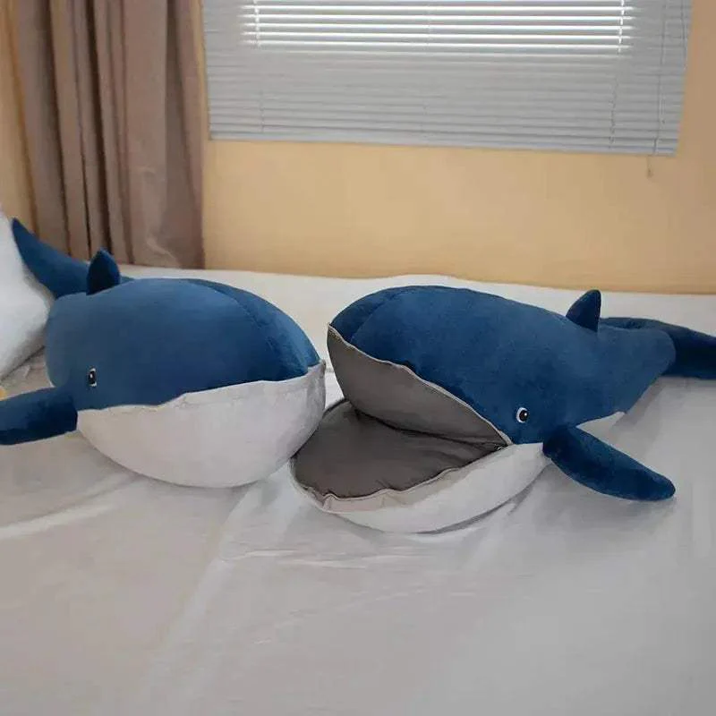 Blue Whale Plush Throw Pillow With Zipper Nordic Style - Image 5