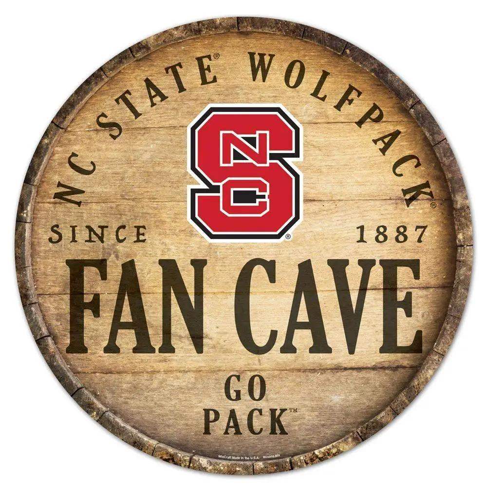 North Carolina State Wolfpack Wood Sign Round 14 Inch