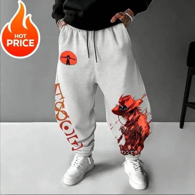 One Piece Ace Harajuku Streetwear Sweatpants Unisex Oversized Comfort