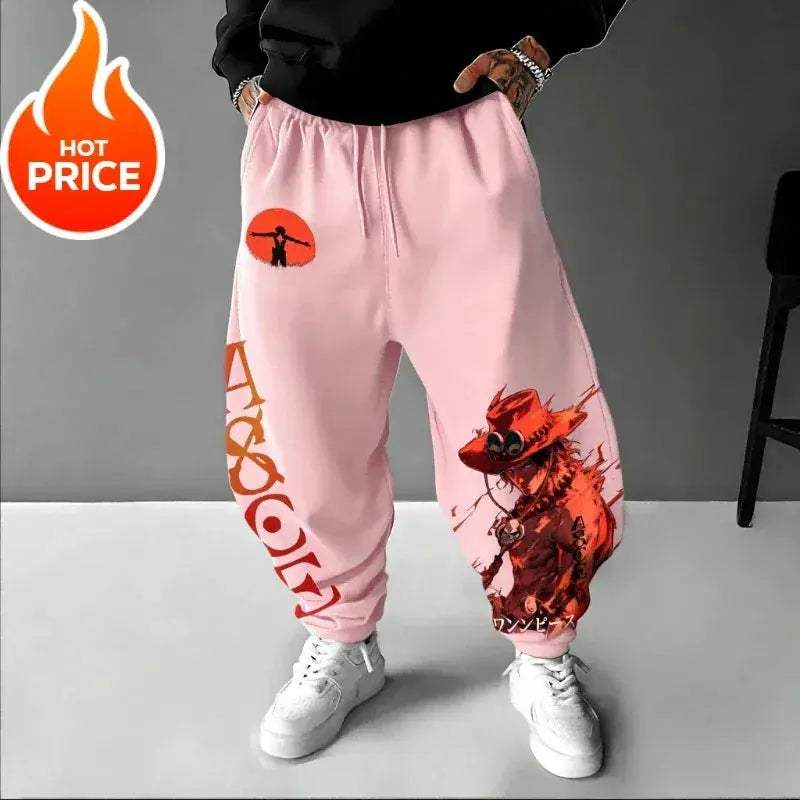 One Piece Ace Harajuku Streetwear Sweatpants Unisex Oversized Comfort - Image 3