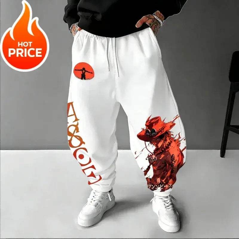 One Piece Ace Harajuku Streetwear Sweatpants Unisex Oversized Comfort - Image 5