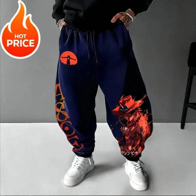 One Piece Ace Harajuku Streetwear Sweatpants Unisex Oversized Comfort - Image 6