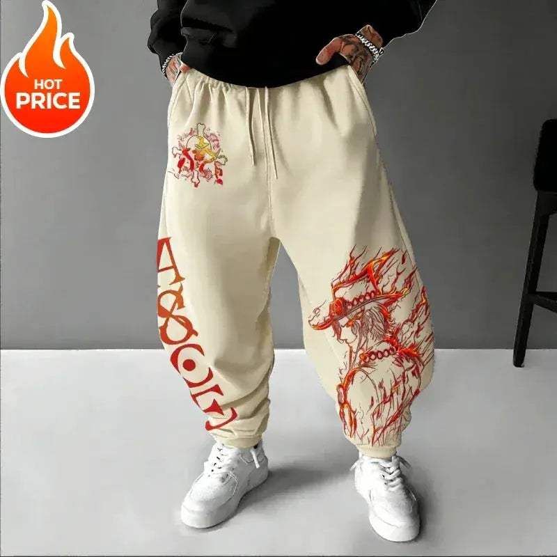One Piece ACE Unisex Harajuku Streetwear Sweatpants Warm - Image 6