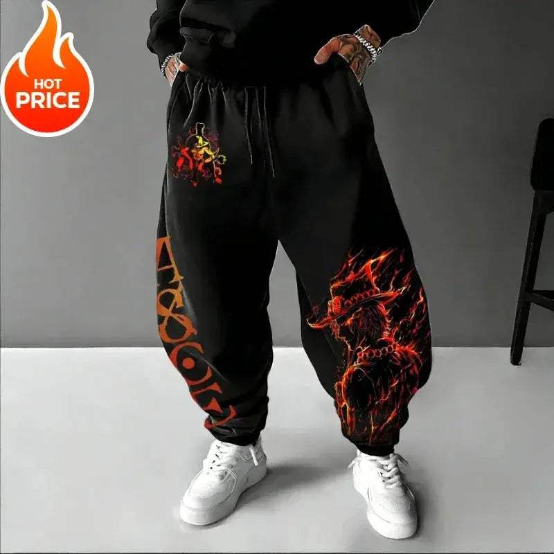 One Piece ACE Unisex Harajuku Streetwear Sweatpants Warm - Image 9