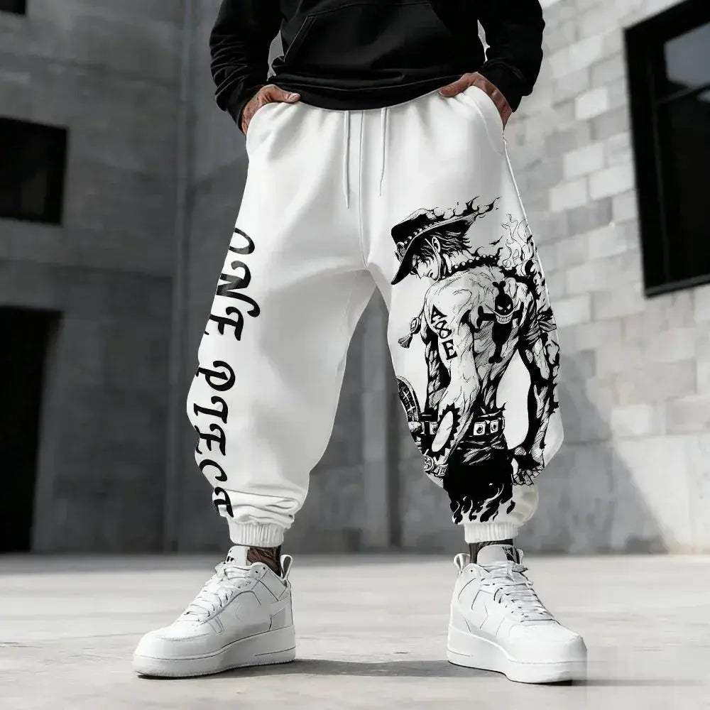 One Piece Pure Cotton Sports Pants Unisex Harajuku Anime Print
