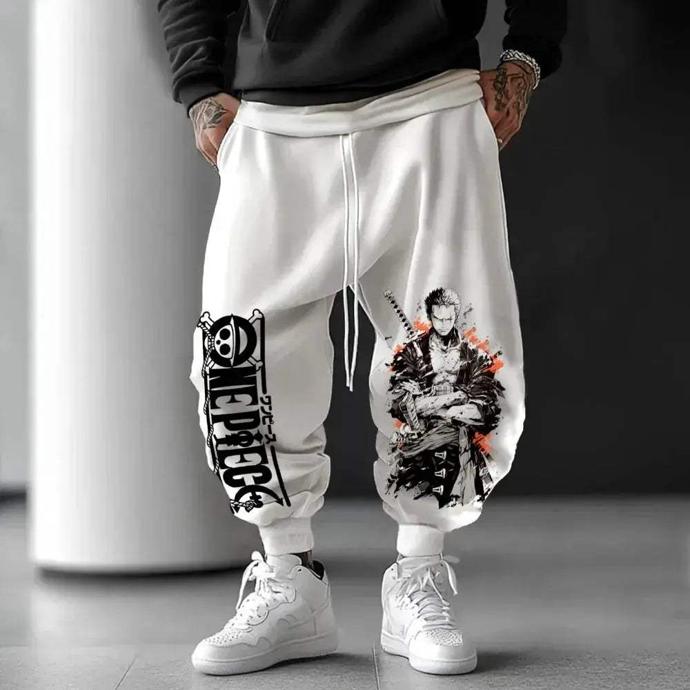 One Piece Pure Cotton Sports Pants Unisex Harajuku Anime Print - Image 3