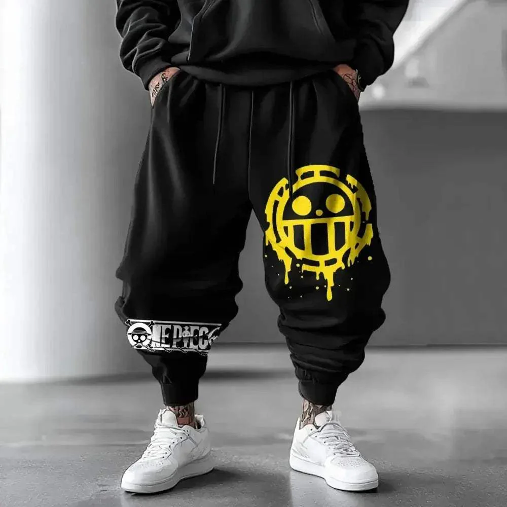 One Piece Pure Cotton Sports Pants Unisex Harajuku Anime Print - Image 4