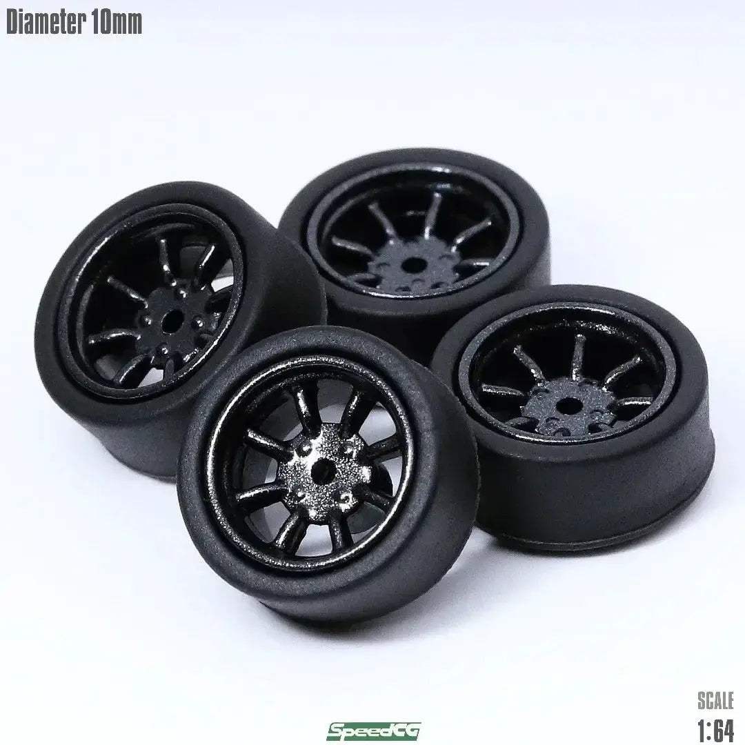 One Sixty Fourth Scale ABS Wheels With Rubber Tires