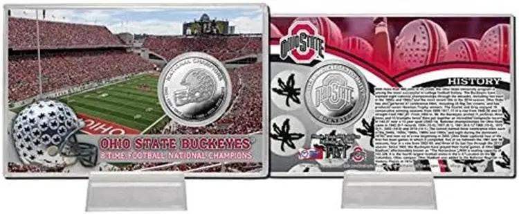 OSU Buckeyes 8 Time National Champions Silver Coin Card