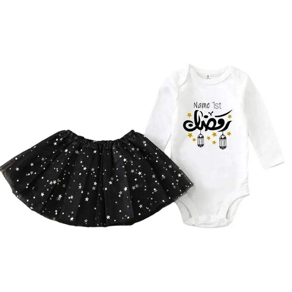 Personalised First Eid Tutu Dress Two Piece Set With Sequined Mesh For Babies And Toddlers - Image 10