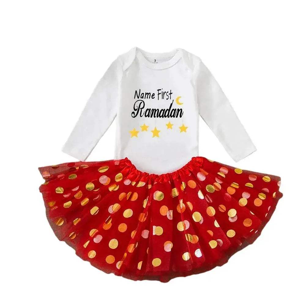 Personalised First Eid Tutu Dress Two Piece Set With Sequined Mesh For Babies And Toddlers - Image 16
