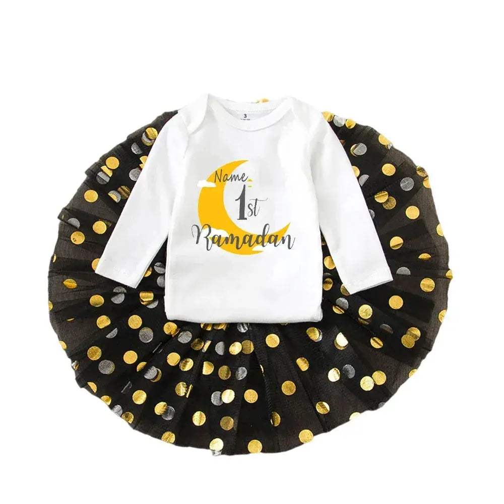 Personalised First Eid Tutu Dress Two Piece Set With Sequined Mesh For Babies And Toddlers - Image 19