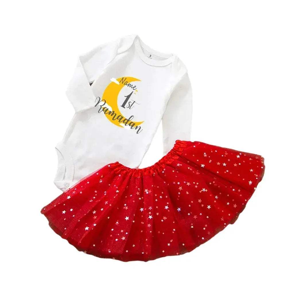Personalised First Eid Tutu Dress Two Piece Set With Sequined Mesh For Babies And Toddlers - Image 23