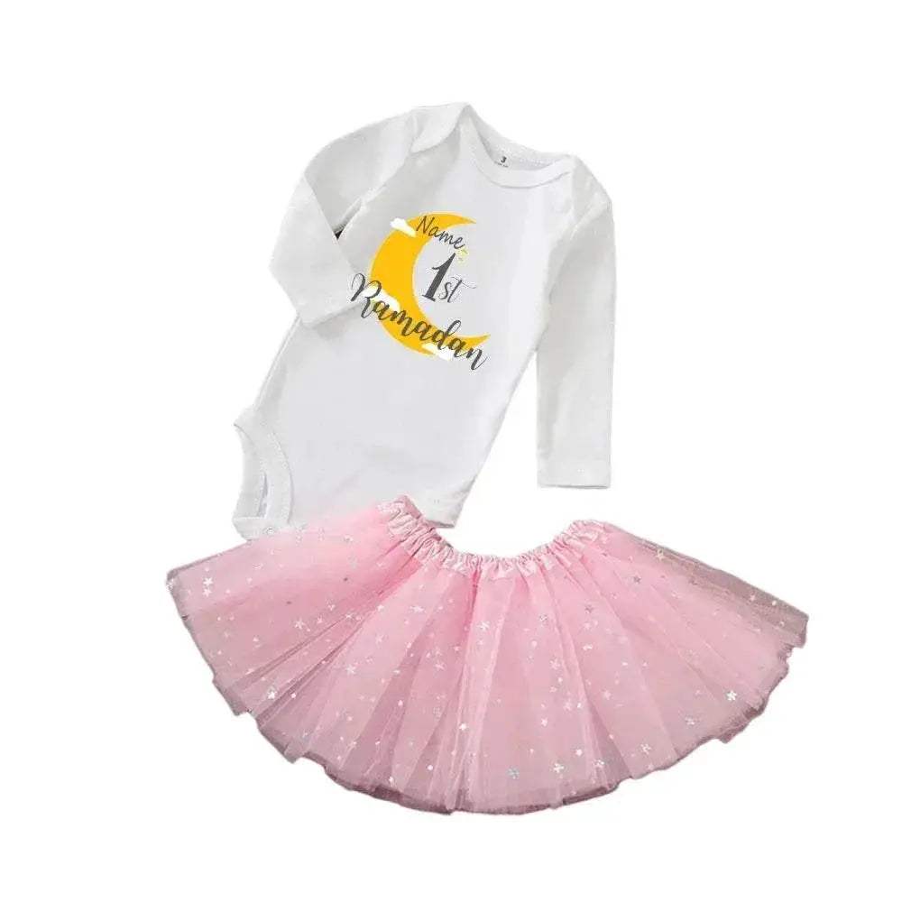 Personalised First Eid Tutu Dress Two Piece Set With Sequined Mesh For Babies And Toddlers - Image 24