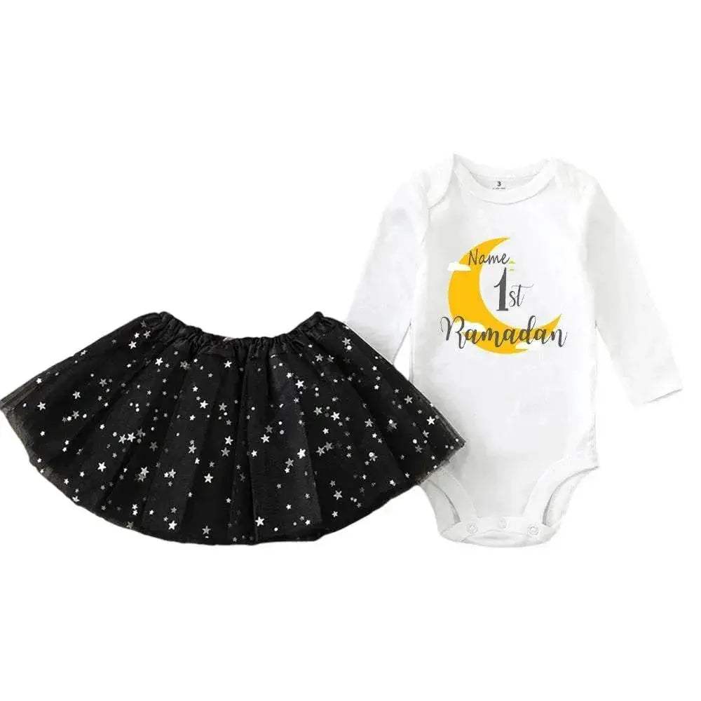 Personalised First Eid Tutu Dress Two Piece Set With Sequined Mesh For Babies And Toddlers - Image 7
