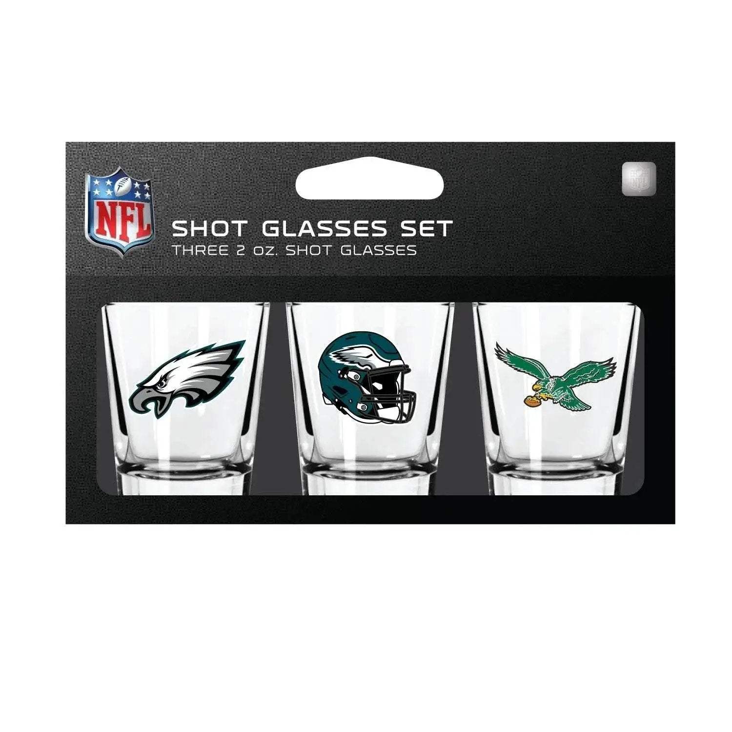 Philadelphia Eagles Shot Glass Set 3 Pack Dishwasher Safe