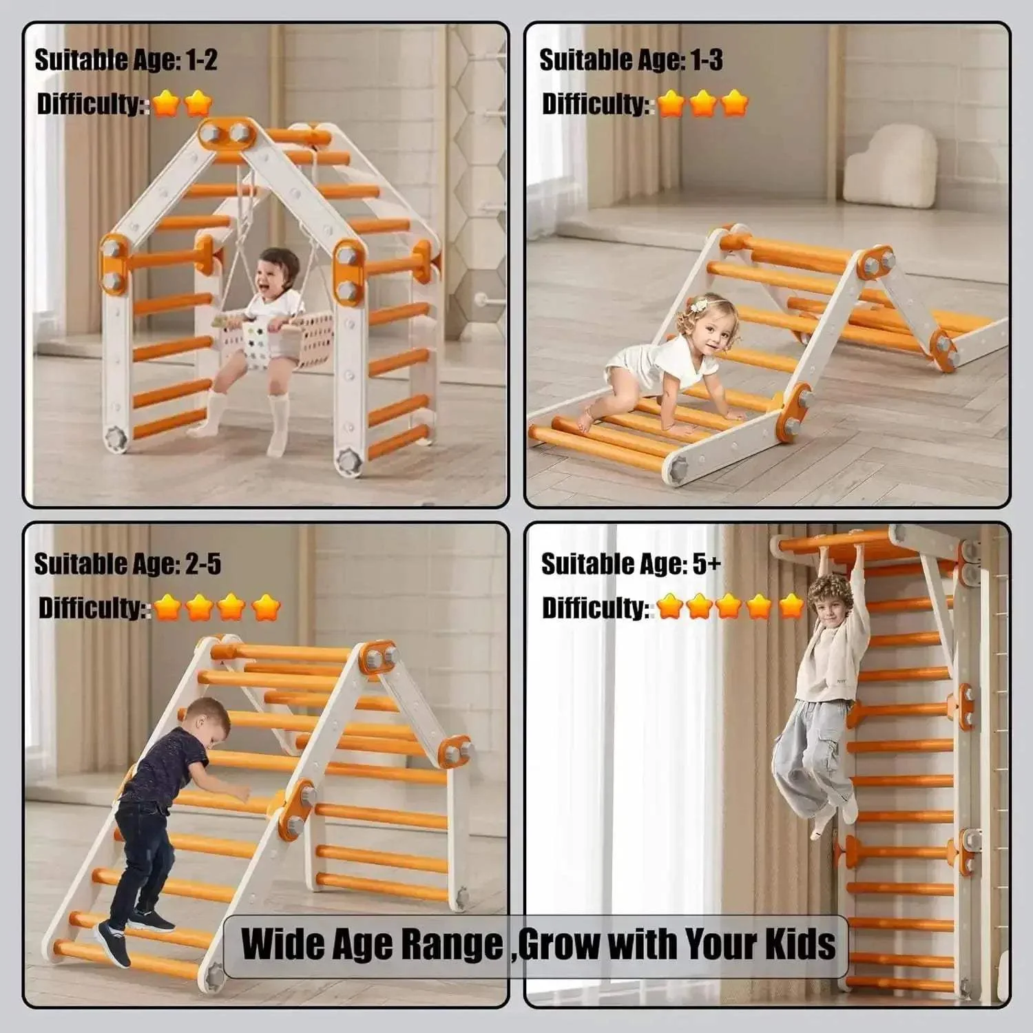 Pikler Triangle Climber Foldable Montessori Indoor Gym - Image 3
