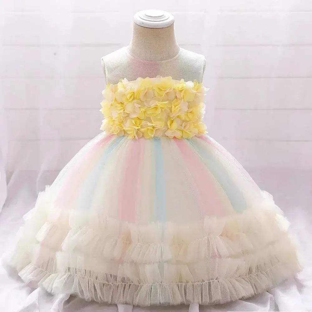 Pink Lace Baby Girl First Birthday Dress With Sequin Bow - Image 2