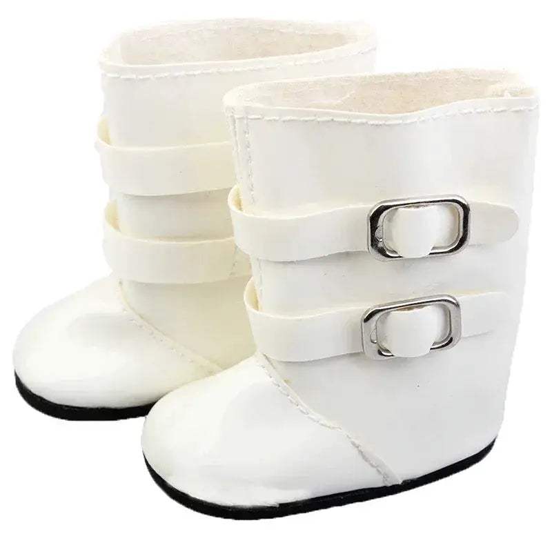 Pink Leather Doll Boots 7cm for 18 Inch Dolls Denim - Image 18