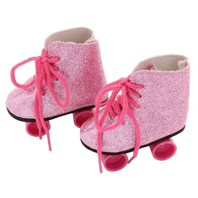 Pink Leather Doll Boots 7cm for 18 Inch Dolls Denim - Image 8
