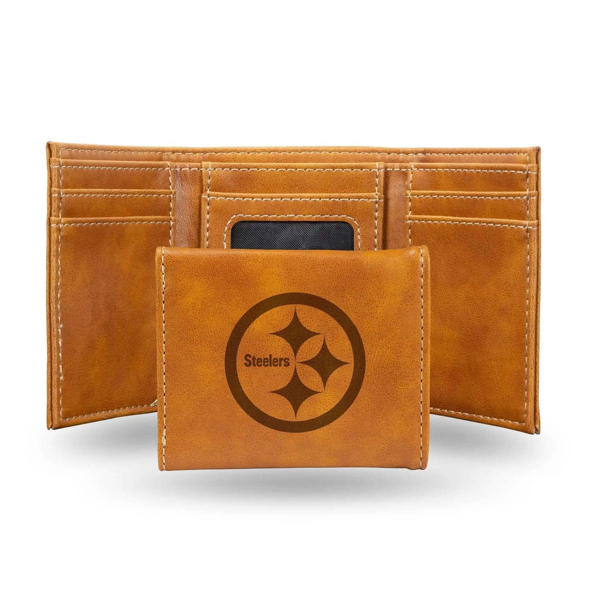 Pittsburgh Steelers Leather Trifold Wallet Laser Engraved