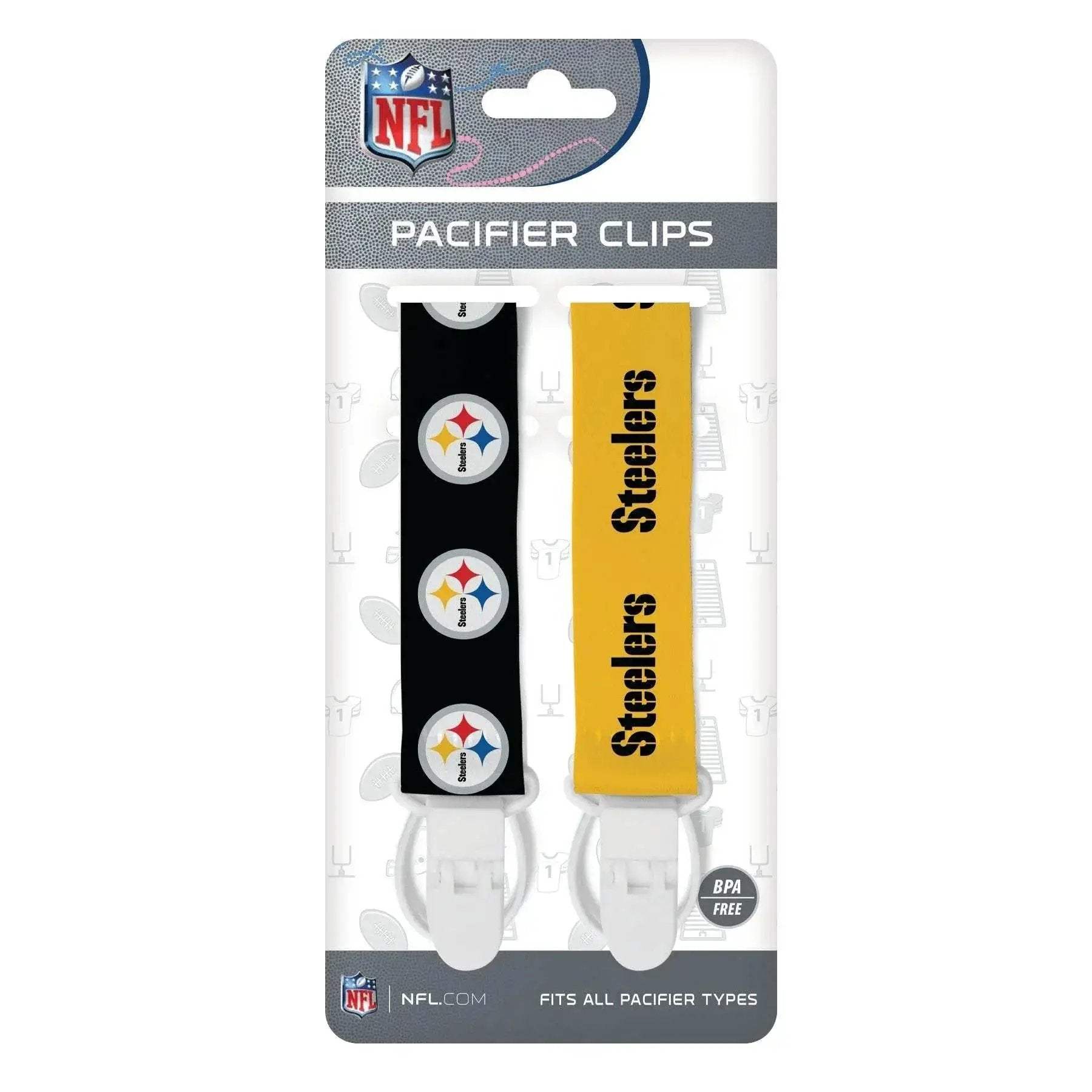 Pittsburgh Steelers Pacifier Clips For Babies 2 Pack