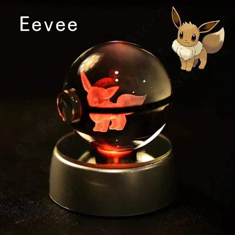 Pokemon 3D Crystal Ball Pokeballs with LED Light Base, Kids Anime Toy Gifts - Image 19
