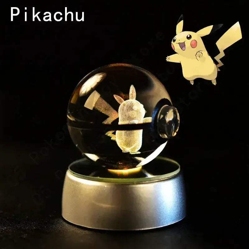 Pokemon 3D Crystal Ball Pokeballs with LED Light Base, Kids Anime Toy Gifts - Image 35