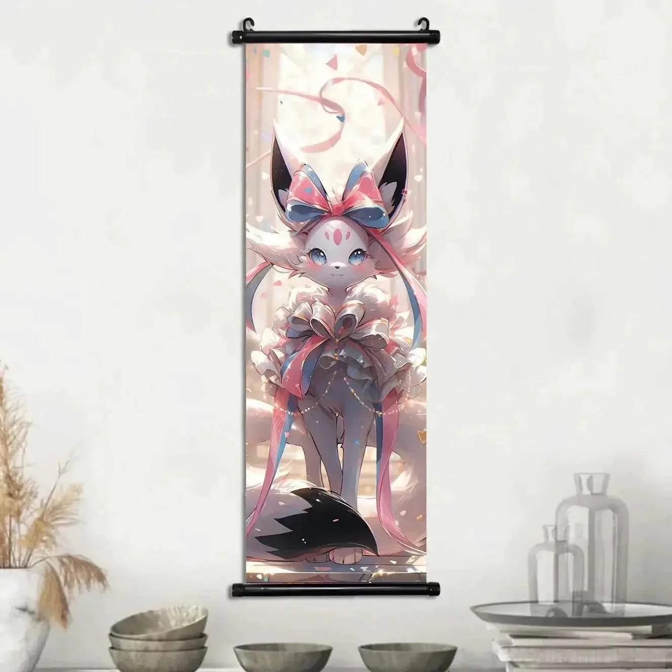 Pokemon Scroll Wall Art, Anime Posters Pikachu Eevee Modern Room Decoration Charizard Canvas Hanging Scrolls Wall Prints - Image 12