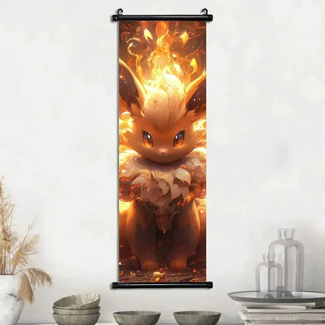 Pokemon Scroll Wall Art, Anime Posters Pikachu Eevee Modern Room Decoration Charizard Canvas Hanging Scrolls Wall Prints - Image 16