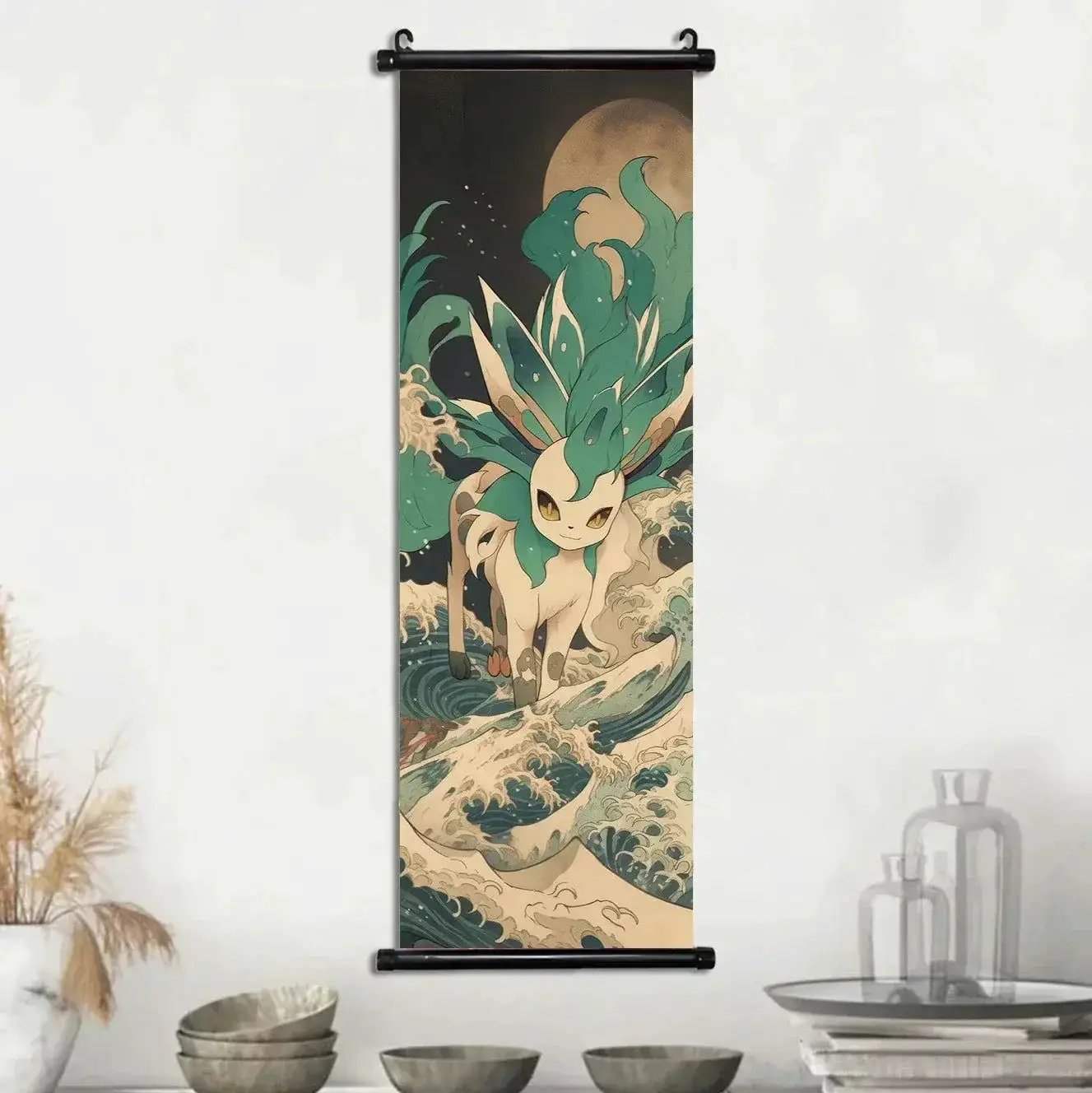 Pokemon Scroll Wall Art, Anime Posters Pikachu Eevee Modern Room Decoration Charizard Canvas Hanging Scrolls Wall Prints - Image 17