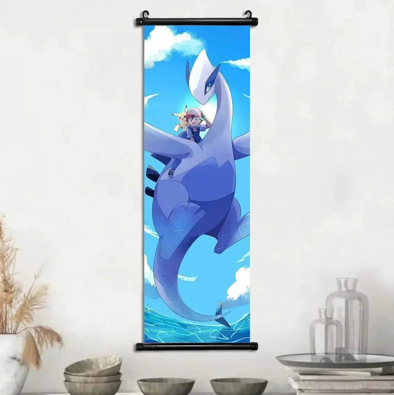 Pokemon Scroll Wall Art, Anime Posters Pikachu Eevee Modern Room Decoration Charizard Canvas Hanging Scrolls Wall Prints - Image 19