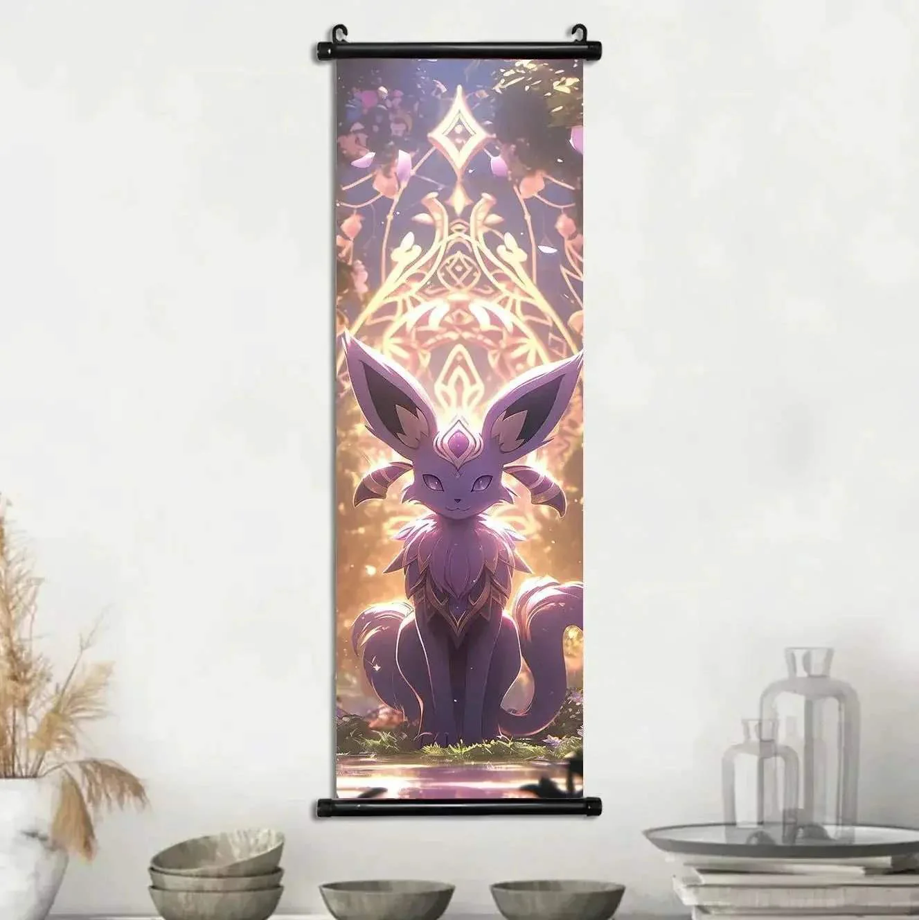 Pokemon Scroll Wall Art, Anime Posters Pikachu Eevee Modern Room Decoration Charizard Canvas Hanging Scrolls Wall Prints - Image 20