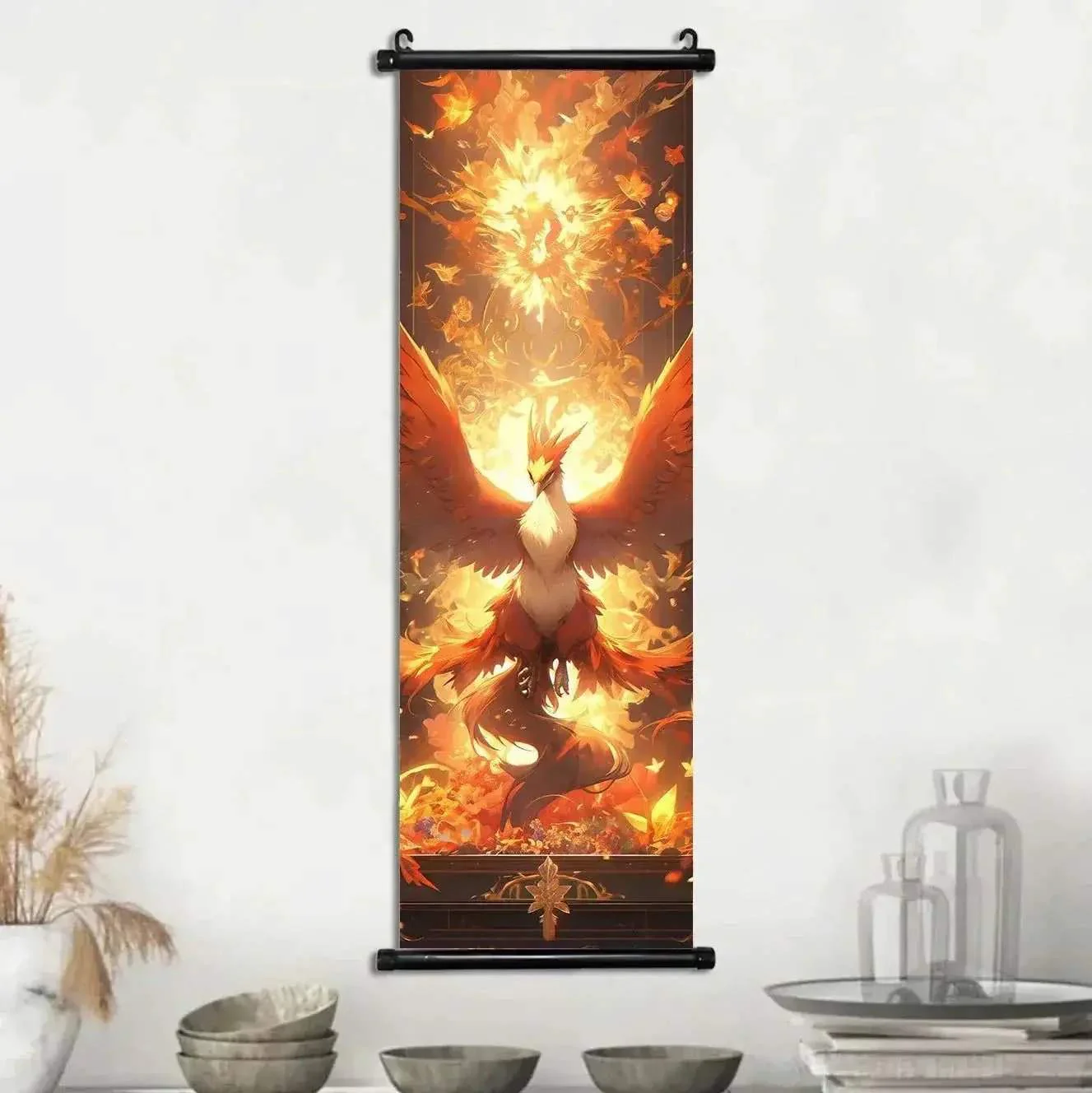 Pokemon Scroll Wall Art, Anime Posters Pikachu Eevee Modern Room Decoration Charizard Canvas Hanging Scrolls Wall Prints - Image 21