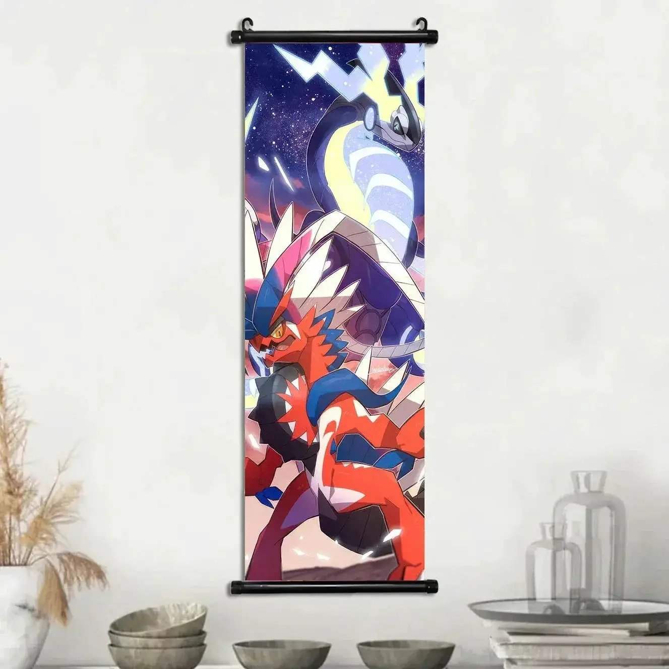 Pokemon Scroll Wall Art, Anime Posters Pikachu Eevee Modern Room Decoration Charizard Canvas Hanging Scrolls Wall Prints - Image 23