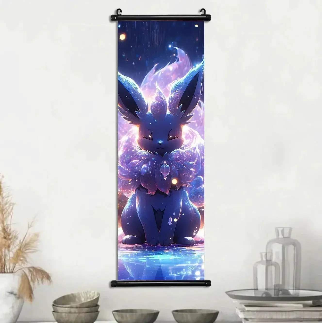Pokemon Scroll Wall Art, Anime Posters Pikachu Eevee Modern Room Decoration Charizard Canvas Hanging Scrolls Wall Prints - Image 25