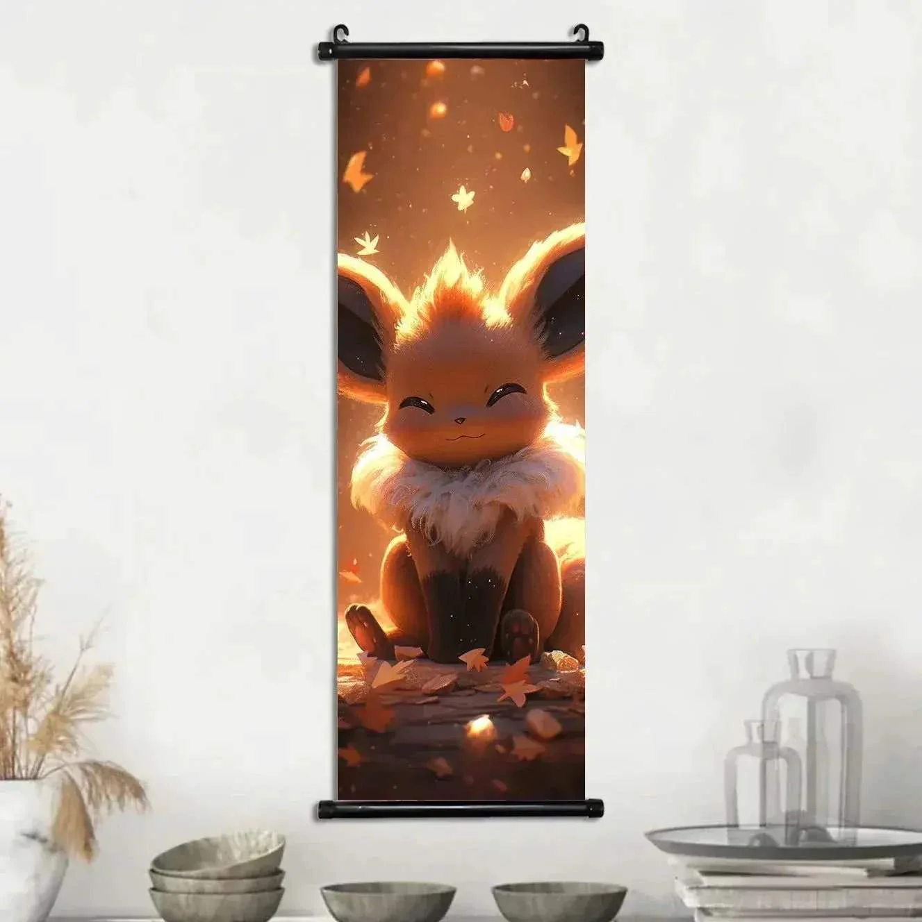Pokemon Scroll Wall Art, Anime Posters Pikachu Eevee Modern Room Decoration Charizard Canvas Hanging Scrolls Wall Prints - Image 26