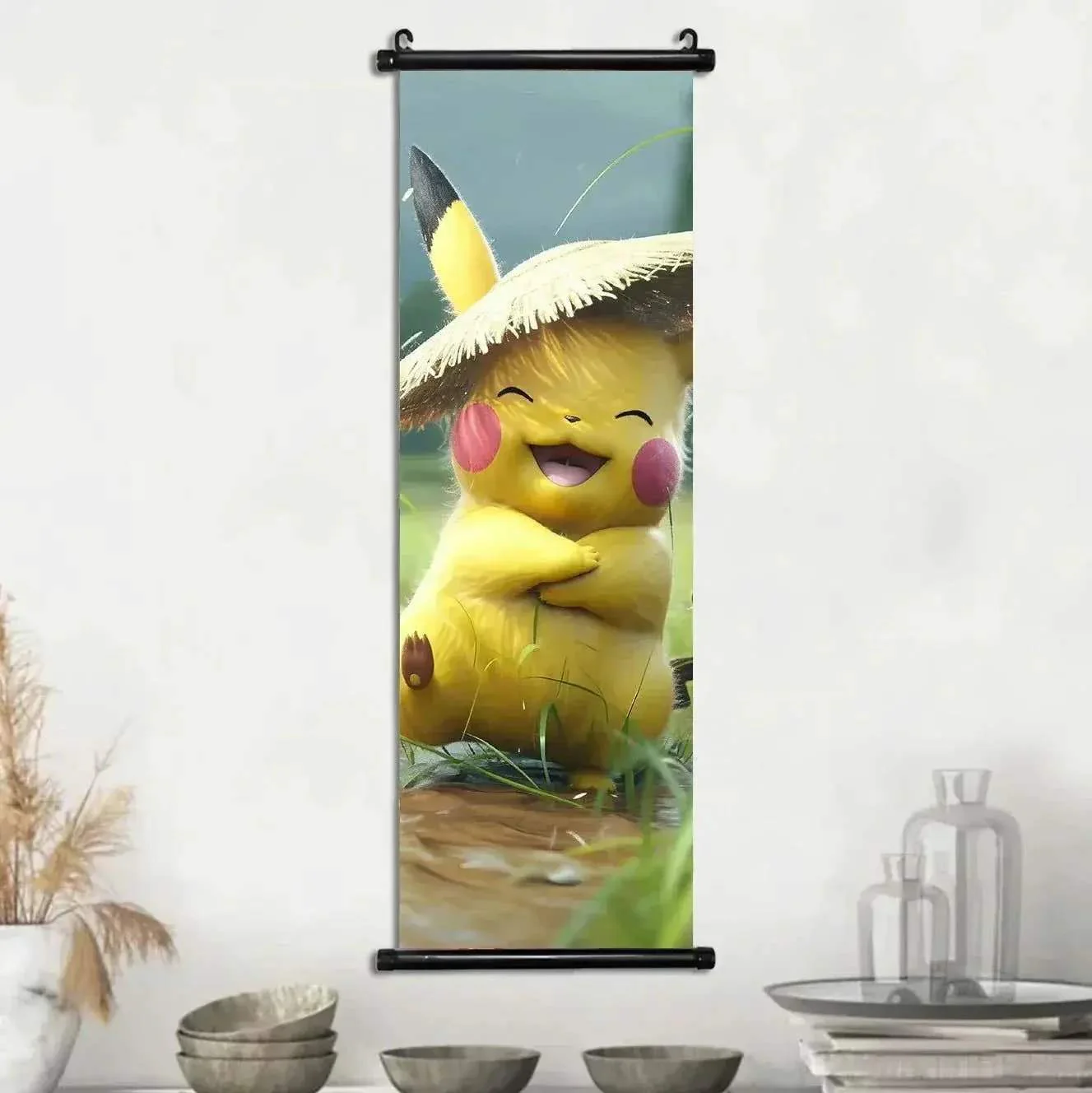 Pokemon Scroll Wall Art, Anime Posters Pikachu Eevee Modern Room Decoration Charizard Canvas Hanging Scrolls Wall Prints - Image 28