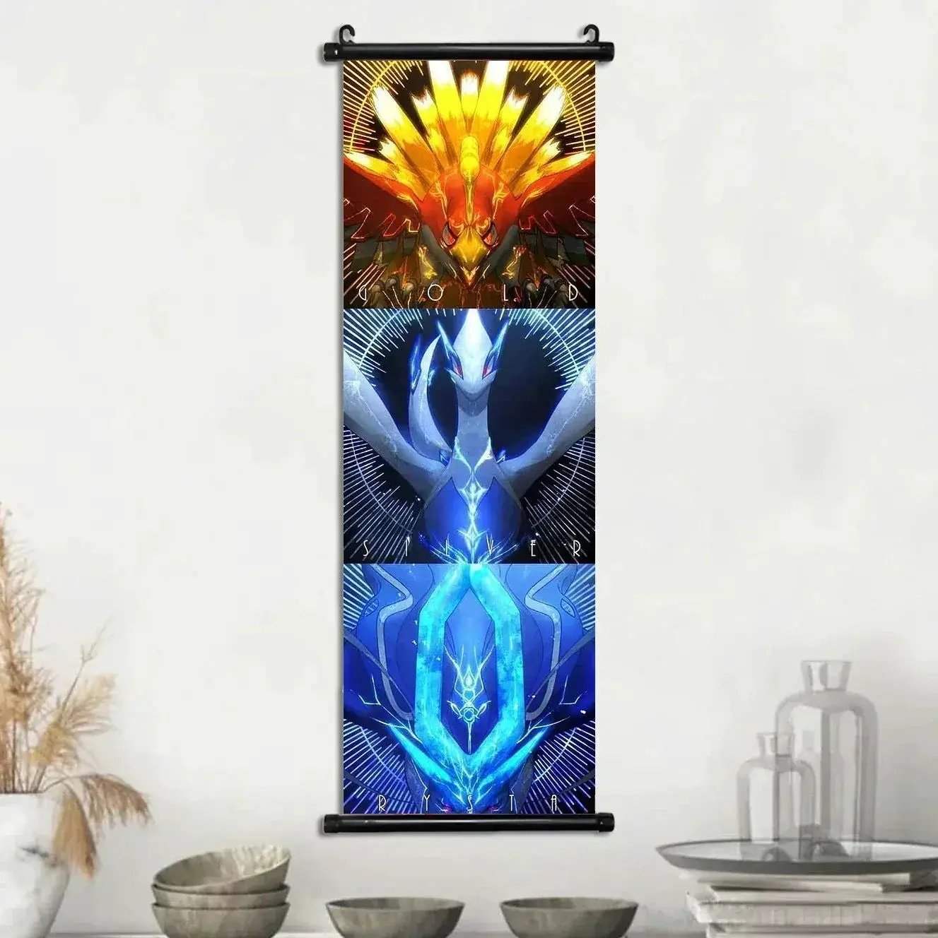 Pokemon Scroll Wall Art, Anime Posters Pikachu Eevee Modern Room Decoration Charizard Canvas Hanging Scrolls Wall Prints - Image 29