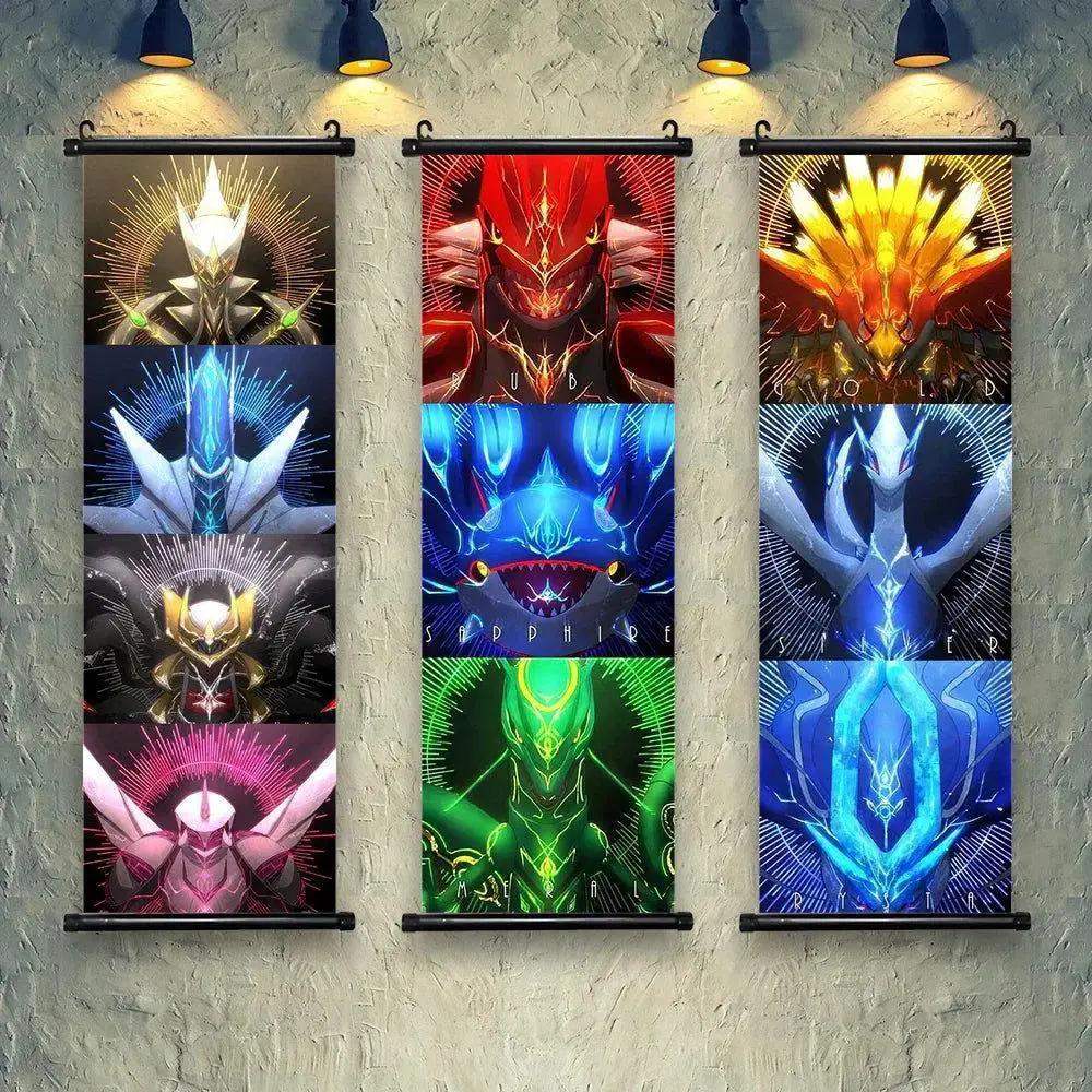 Pokemon Scroll Wall Art, Anime Posters Pikachu Eevee Modern Room Decoration Charizard Canvas Hanging Scrolls Wall Prints - Image 3