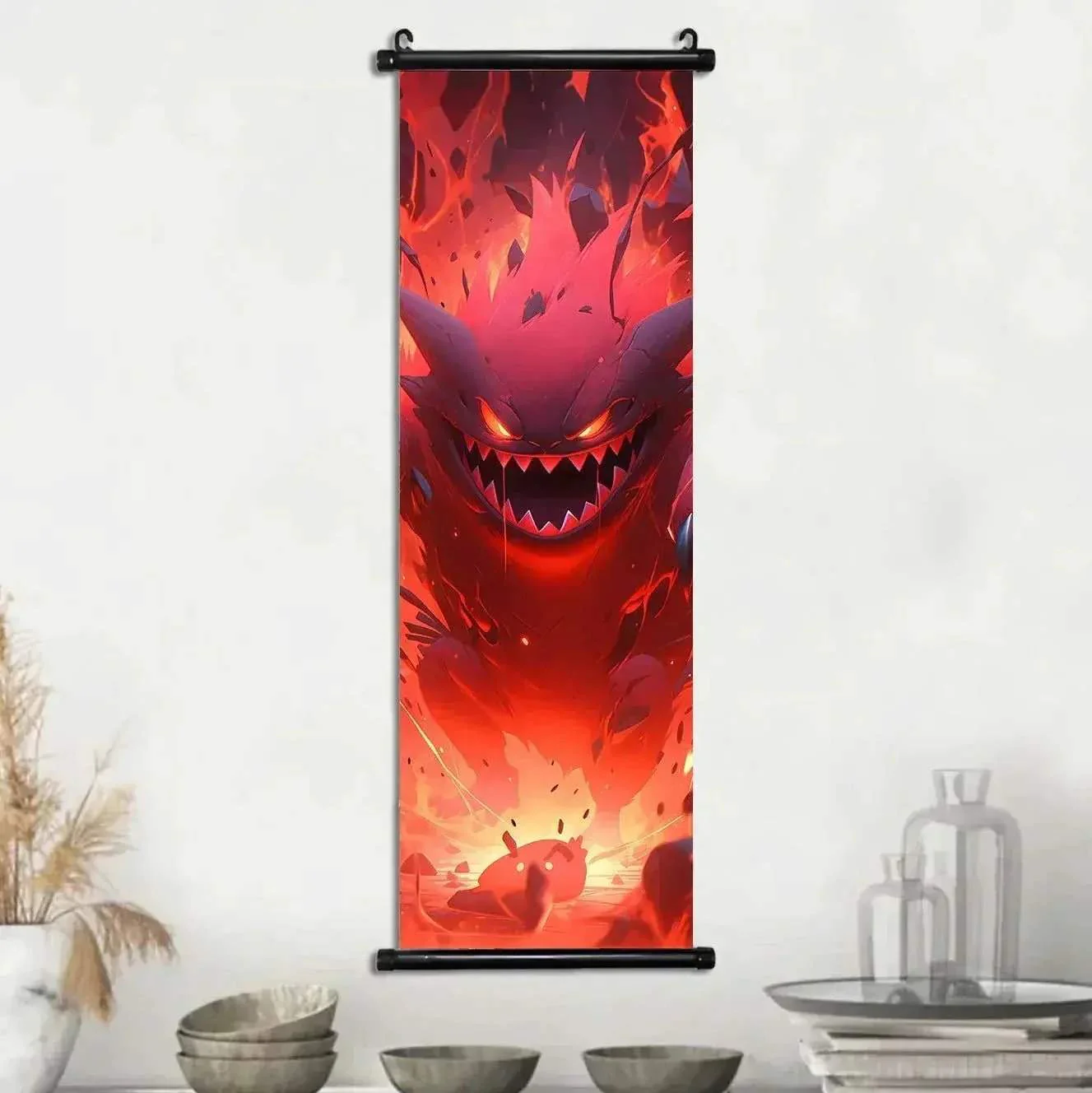 Pokemon Scroll Wall Art, Anime Posters Pikachu Eevee Modern Room Decoration Charizard Canvas Hanging Scrolls Wall Prints - Image 34