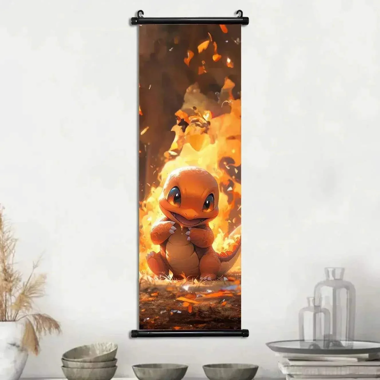 Pokemon Scroll Wall Art, Anime Posters Pikachu Eevee Modern Room Decoration Charizard Canvas Hanging Scrolls Wall Prints - Image 36