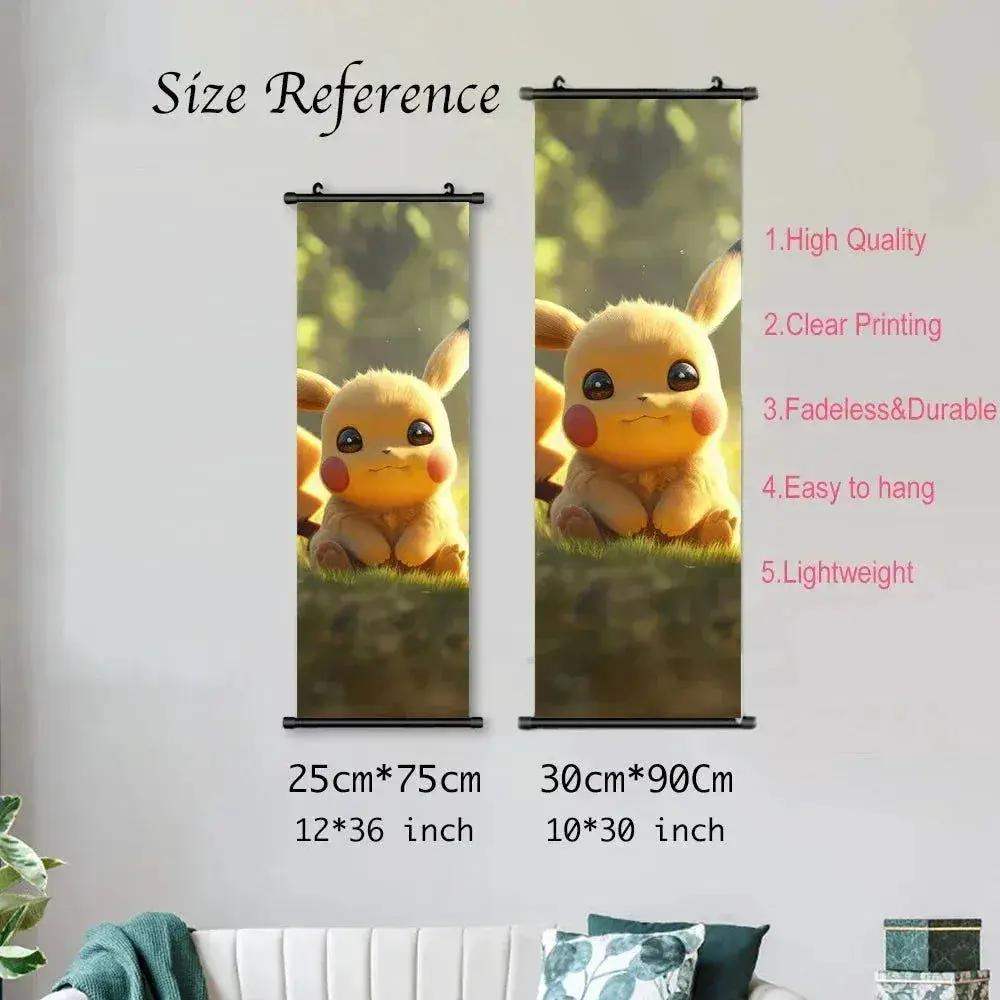 Pokemon Scroll Wall Art, Anime Posters Pikachu Eevee Modern Room Decoration Charizard Canvas Hanging Scrolls Wall Prints - Image 4