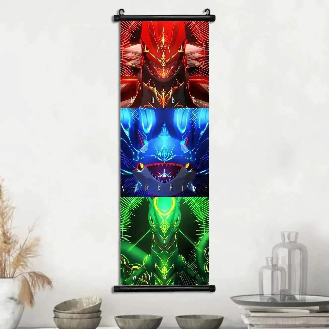 Pokemon Scroll Wall Art, Anime Posters Pikachu Eevee Modern Room Decoration Charizard Canvas Hanging Scrolls Wall Prints - Image 40