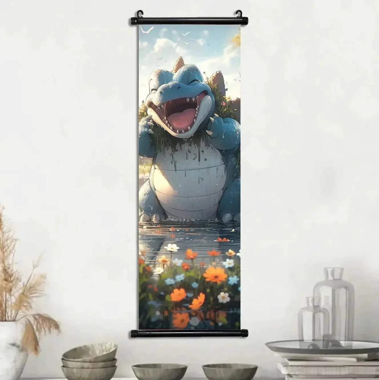 Pokemon Scroll Wall Art, Anime Posters Pikachu Eevee Modern Room Decoration Charizard Canvas Hanging Scrolls Wall Prints - Image 41