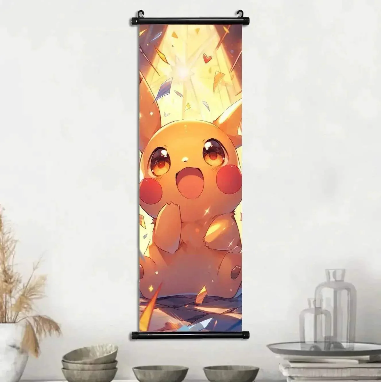 Pokemon Scroll Wall Art, Anime Posters Pikachu Eevee Modern Room Decoration Charizard Canvas Hanging Scrolls Wall Prints - Image 9