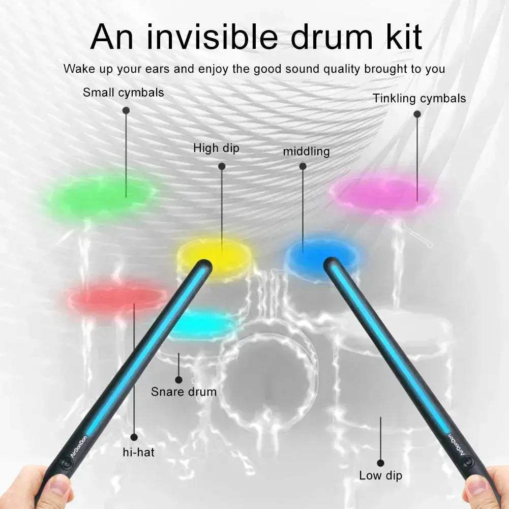 Portable Air Drum Set With Virtual Sticks For Realistic Play