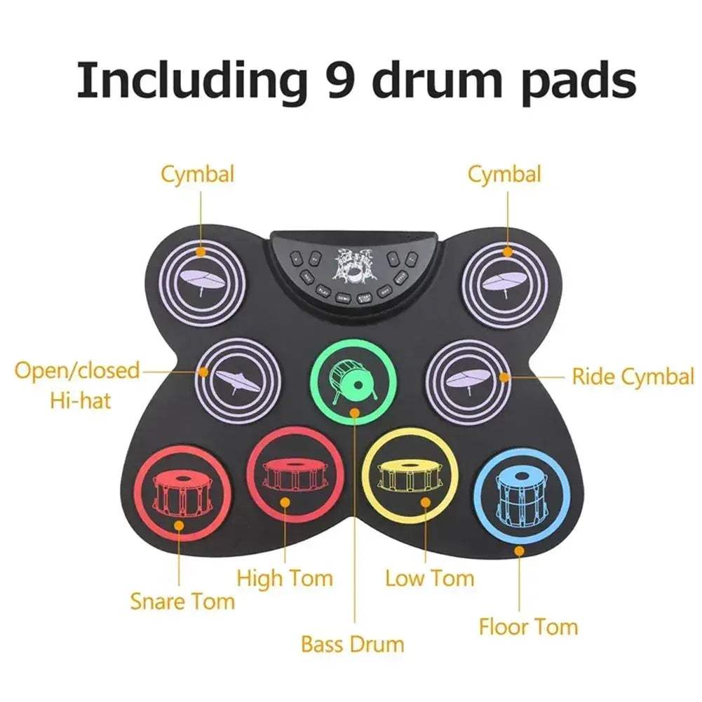 Portable Electronic Drum Set With 9 Pads Sticks And Pedal - Image 5