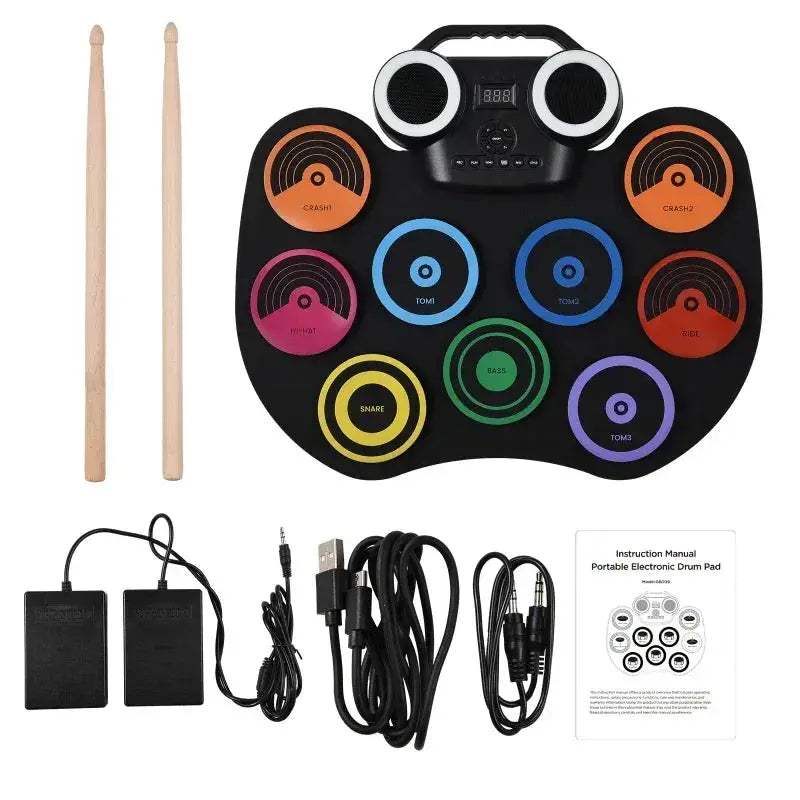 Portable Foldable 9 Pad Electronic Drum Set With Speaker - Image 7